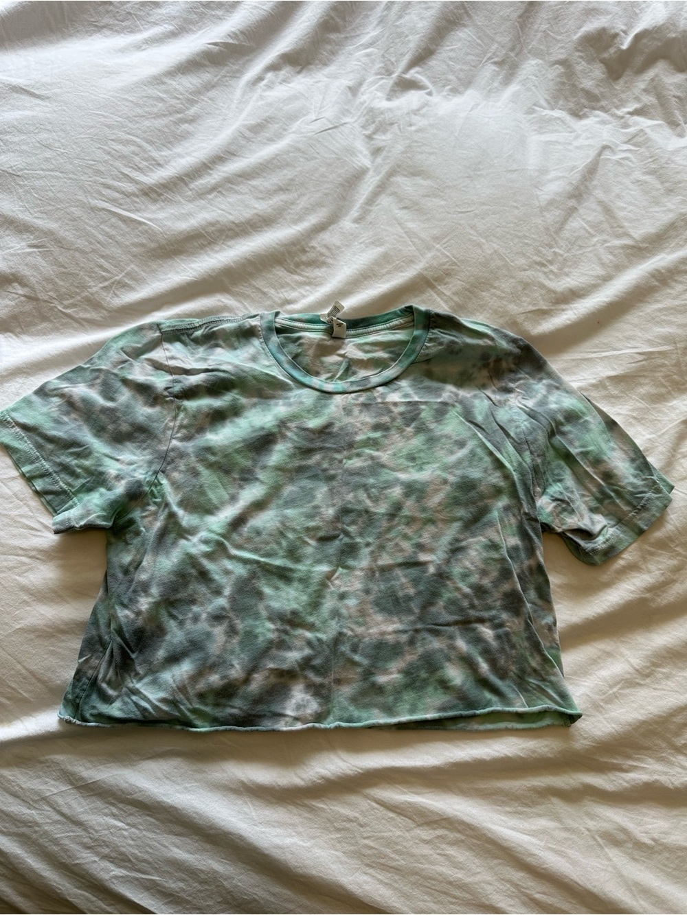 Washed Green Tie-Dye Crop Tee